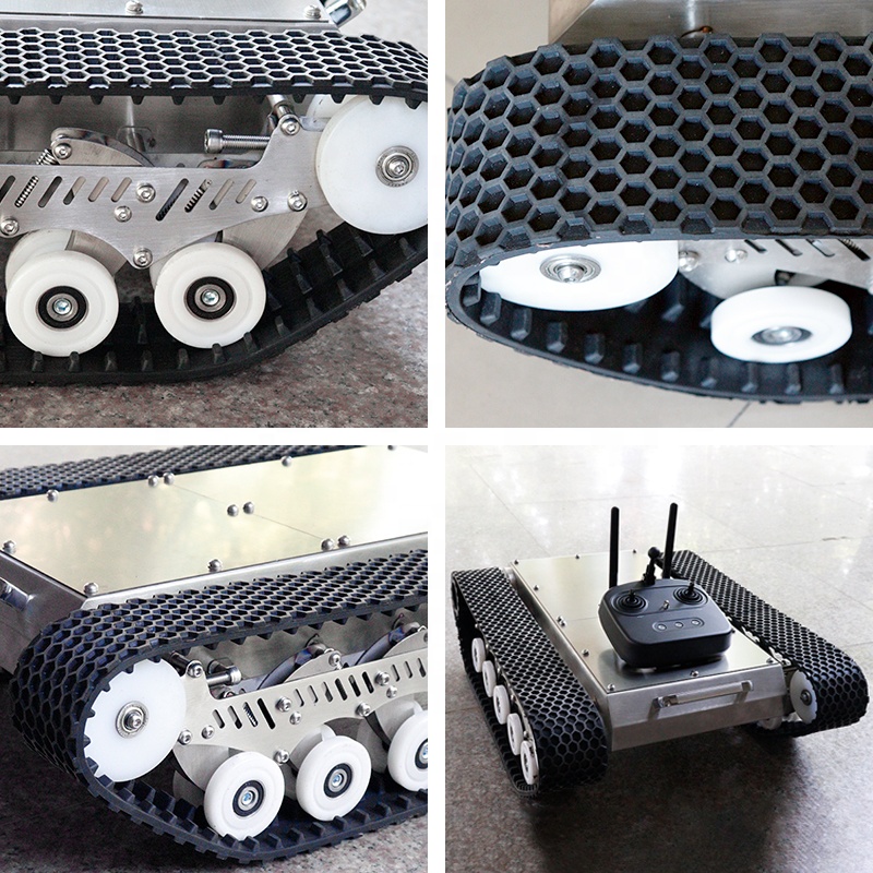 منصة هيكل روبوتية بمسارات مطاط - مراجعة Tracked Robot Chassis وسعره